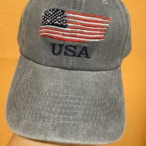 USA Flag Embroidered Gray Cap